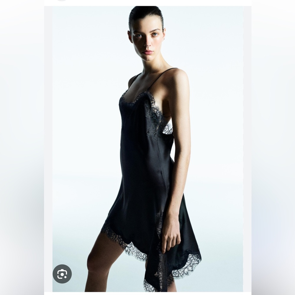 Zara NWT asymmetric lace dress black 5919/200 - Picture 2 of 16